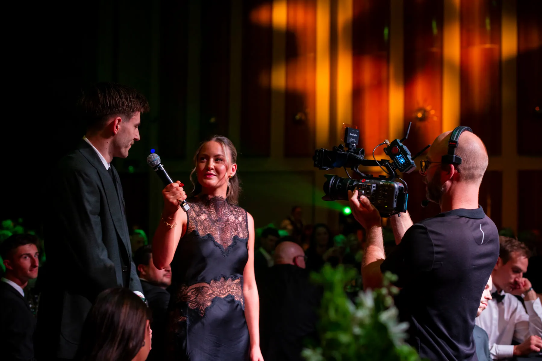 Filming live event coverage at a black-tie gala