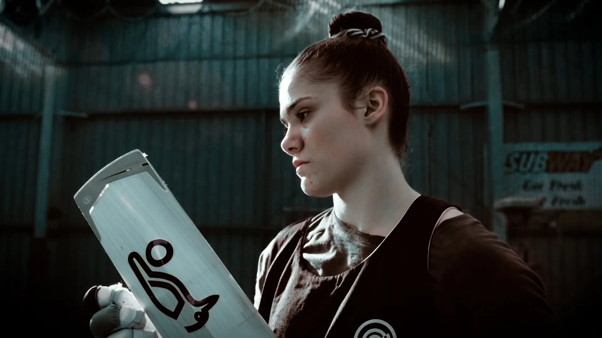 Athlete reading script during a sports production shoot